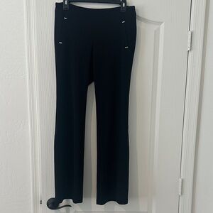 Black Elastic Straight-Leg Pants